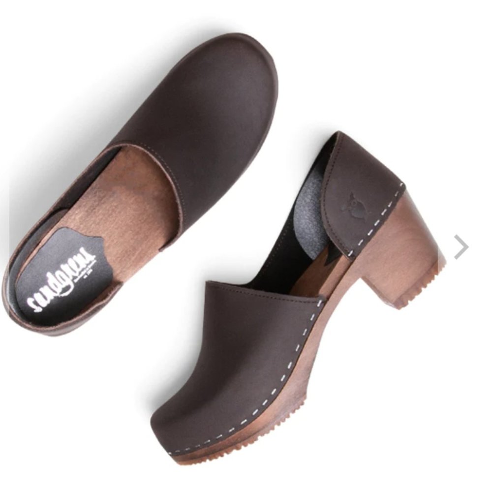 Sandgrens Clogs - Brett in Dark Brown "Fudge" - New with Box